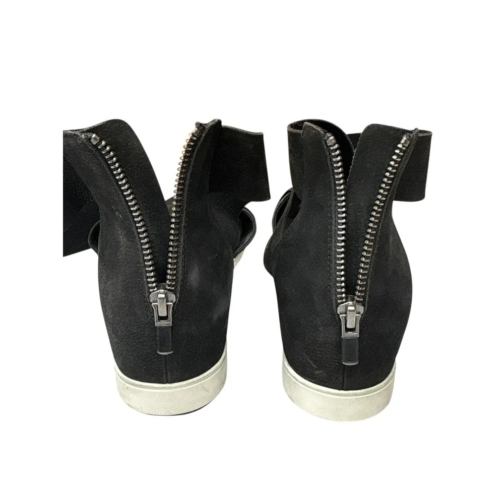 Eileen Fisher Viv Tumbled Black Nubuck Wedge Sandal Resort Travel Casual 9